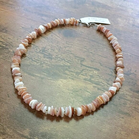 Peyote Bird Necklace Mother of Pearl Agate Gemstone Chip Beaded Sterling Silver - Picture 10 of 16